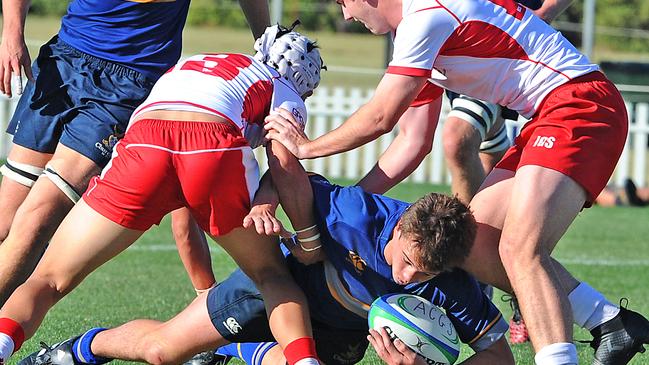 Churchie player Ben Stoddart in 2018 playing for the Firsts.(AAP image, John Gass)