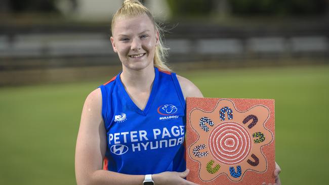 Jessie Sandford ahead of SANFL’s 2022 Indigenous Round. Picture: Roy VanDerVegt