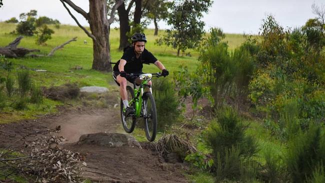 A mountain biker makes use of the tracks at Lysterfield Lake Park