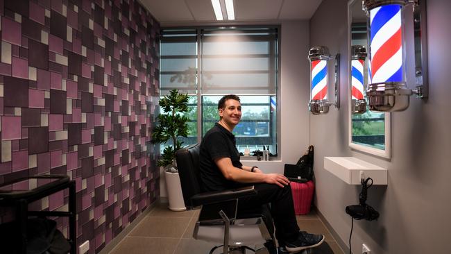 VentraIP Australia chief executive Angelo Giuffrida never has to worry about travelling to get a hair cut. Picture: Penny Stephens