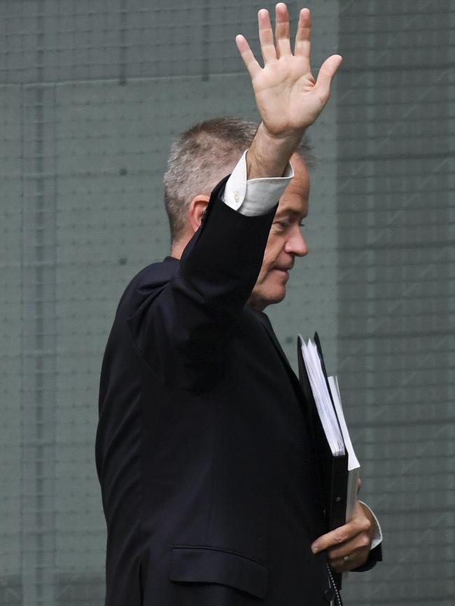 Opposition Leader Bill Shorten acknowledges the public gallery after the passing of the motion on the Disability Abuse Royal Commission in the House of Representatives on Monday. Picture: AAP