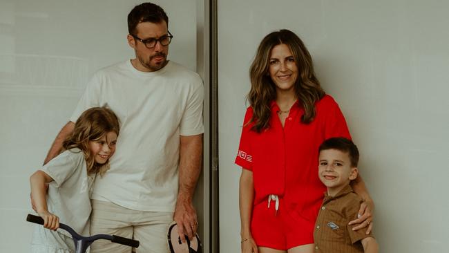 Entrepreneur Verity Tuck with her husband, Mike Fraser, and children Gracie and Monty. Picture: Supplied