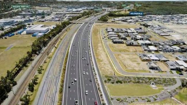 Artist impression - Coomera Connector heading into Helensvale.