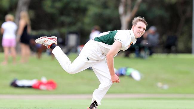 Villanova College bowler Conner Moloney. Picture Richard Gosling