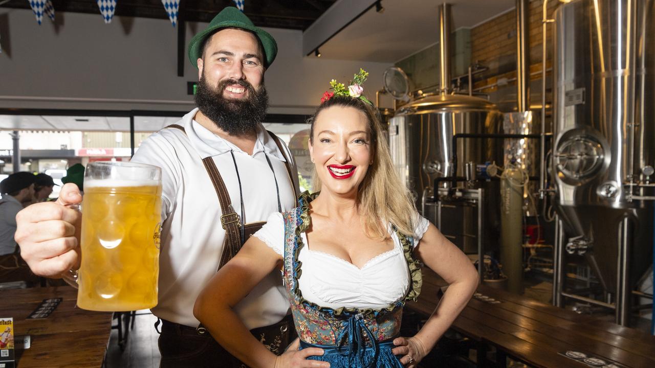 Adrian and Josie Cubit of The Brewhouse celebrate Oktoberfest, Saturday, October 22, 2022. Picture: Kevin Farmer