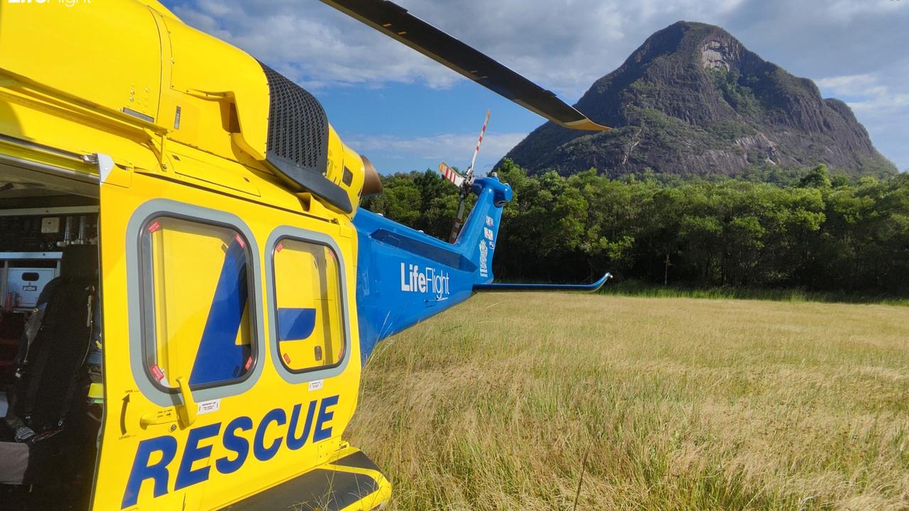 Footage has been revealed of a rescue at Mt Beerwah to save a 50-year-old man on February 19. Photo: Life Flight