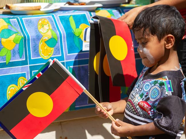 Kids had fun with flags.