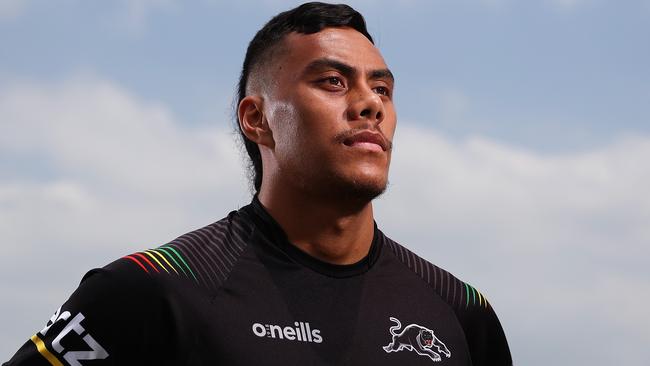 WARNING CHECK WITH TELEGRAPH SPORT EDITOR BEFORE USE - Jarome Luai poses for a portrait during a Penrith Panthers NRL media opportunity at Panthers Rugby League Academy, Penrith. Picture: Brett Costello