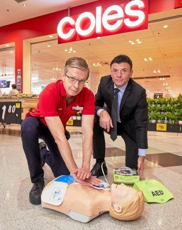 HEART-STARTER: Coles has signed a partnership with the Heart Foundation seeing  Automated External Defibrillators (AED) rolled out to all Coles supermarkets over the next month. Picture: Coles