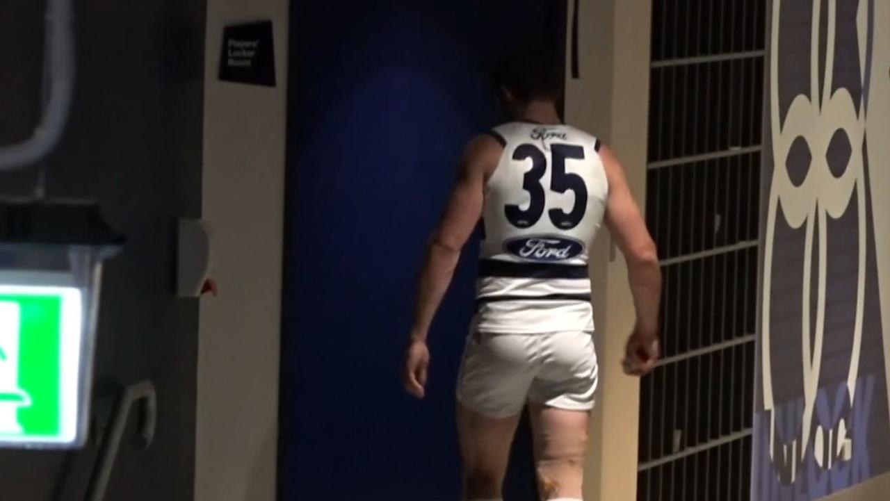 Patrick Dangerfield went straight down the tunnel. Photo: Fox Footy