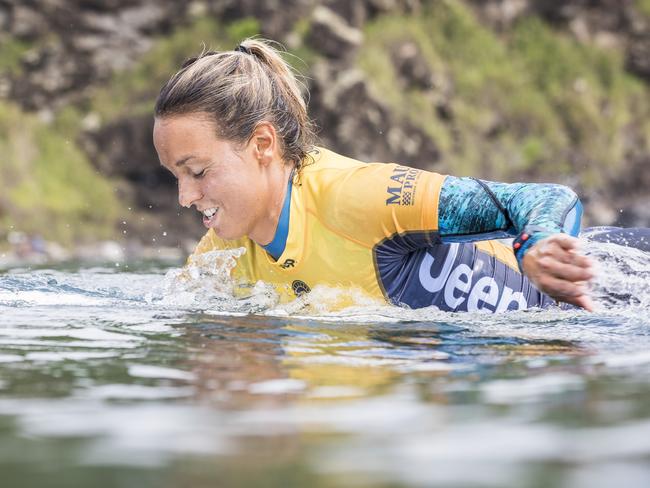 Sally Fitzgibbons (AUS) placed 2nd in Heat 3 of Round Two at Maui Women's Pro 2017 in Honolua Bay