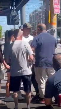 Tensions rise outside Burgertory in Caulfield