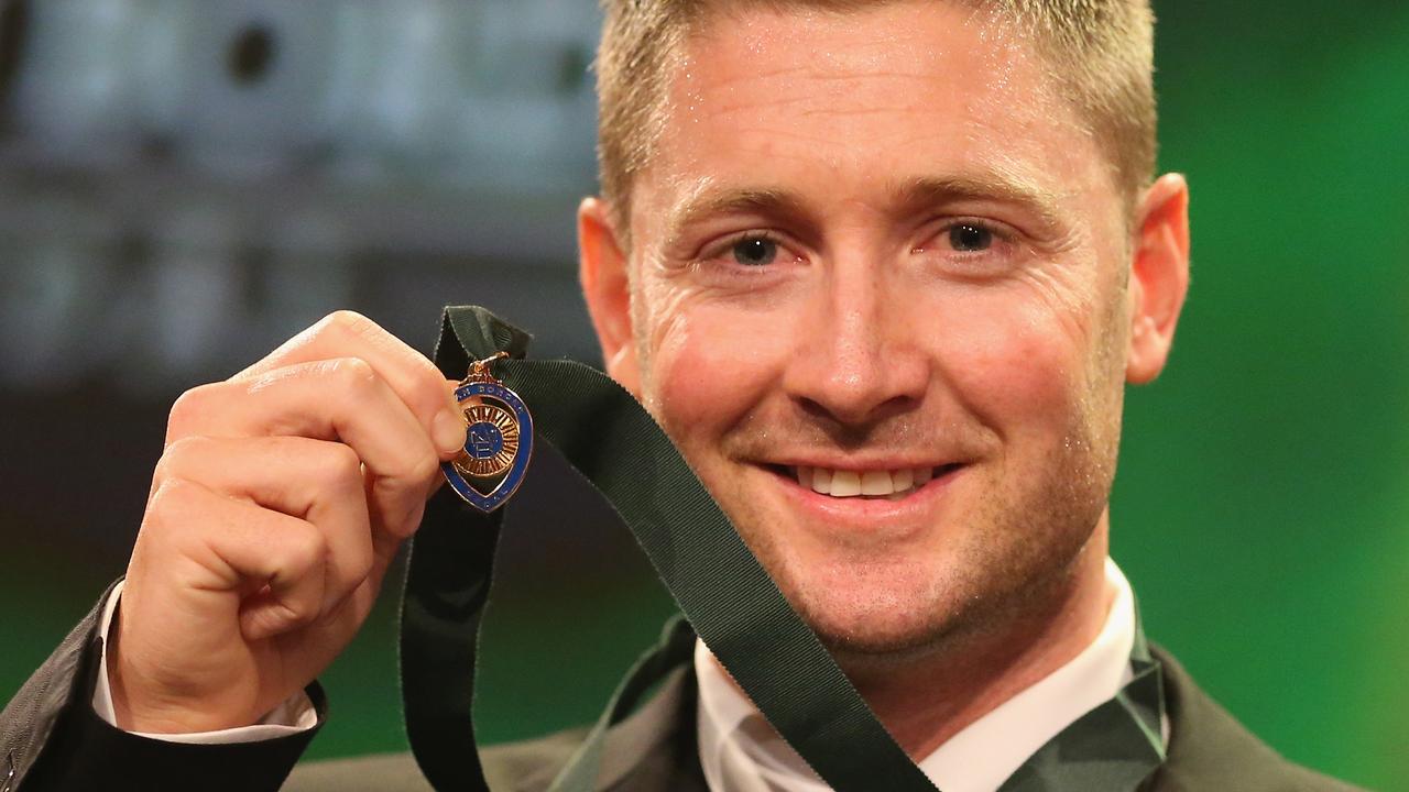 Michael Clarke of Australia poses after winning the Allan Border Medal in 2013. Photo by Scott Barbour/Getty Images