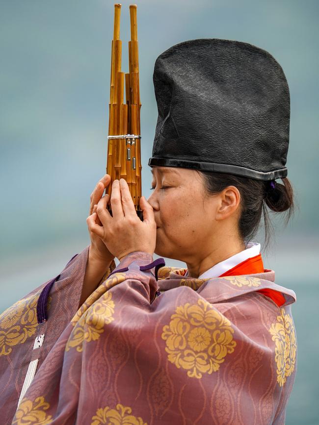 Playing a sho in Mitarai. Picture: Thibault Garner