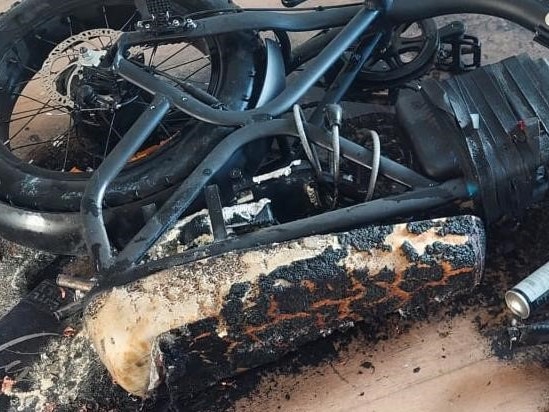 A e-bike caught fire inside an apartment complex in Bankstown on March 14 about 6.30am. Picture: Supplied