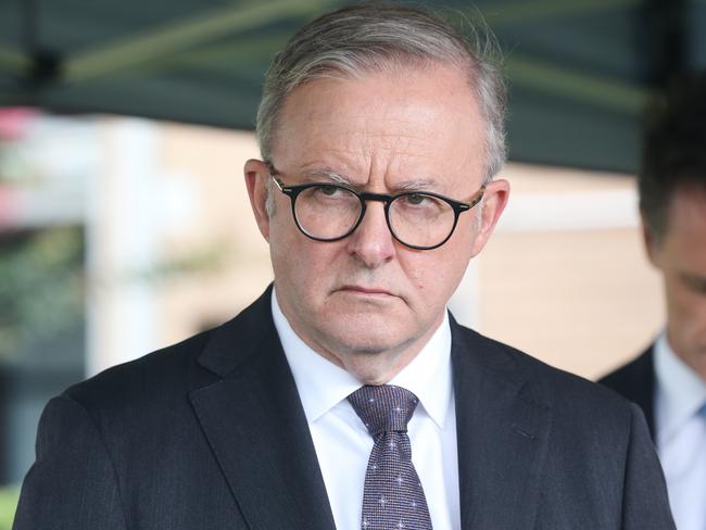 SYDNEY, AUSTRALIA: NewsWire Photos: JANUARY 16 2024: The Prime Minister, Anthony Albanese, is in Northmead in Sydney today with Premier Chris Minns, Minister Chris Bowen and Assistant Minister Jenny McAllister to hold a press conference. Picture: NCA NewsWire / Gaye Gerard