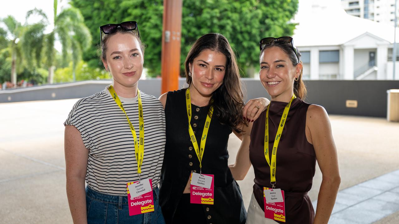 Jennifer Garner, Bruna Davant and Jessica Doel at Cannes In Cairns on Tuesday Morning. Picture Emily Barker