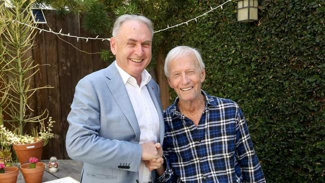 Tourism Minister Don Farrell meets comedy legend Paul Hogan: Source Facebook.