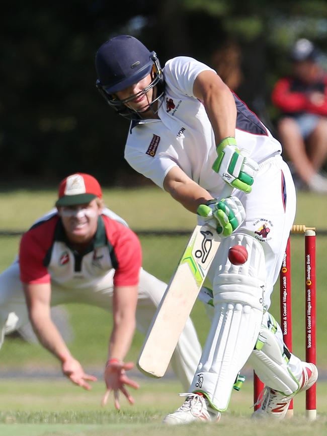 Mitch Cammarano batting for Koo Wee Rup. Picture Yuri Kouzmin