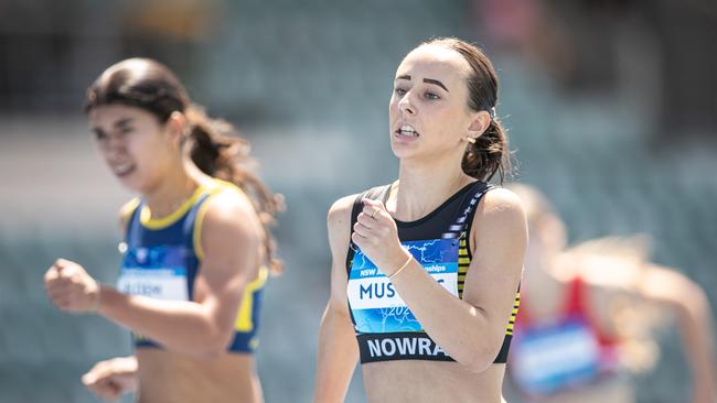 Under 18 400m hurdles finalist Alisha Mustapic from Nowra. Picture: Julian Andrews