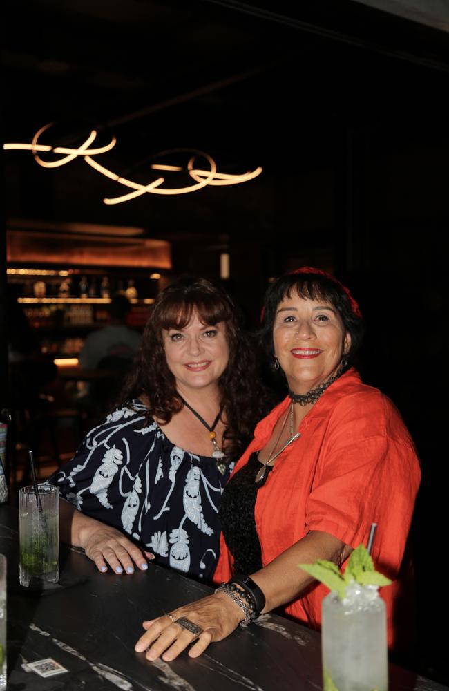 Helly Watson and Monique Gaudion at the Six-Tricks Distilling Co. launch, Mermaid Beach. Picture: Kennedy Barnes.