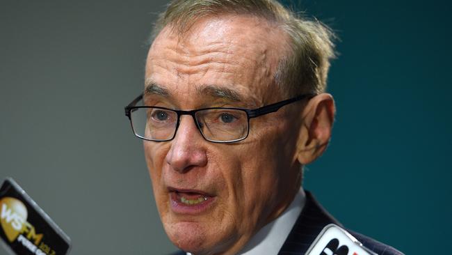 Former NSW Premier and foreign minister Bob Carr speaks to the media in Sydney on Tuesday. Picture: AAP Image/Dan Himbrechts