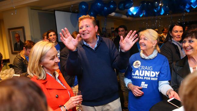 Liberal MP Craig Laundy claims victory at Concord Golf Club.