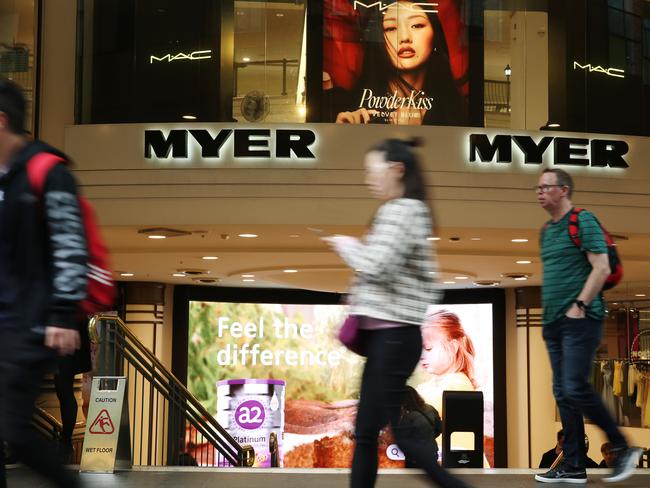 15/09/2022. Myer store on Pitt St Mall in Sydney, as the company announces full-year financial results. Britta Campion / The Australian