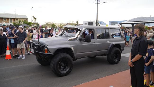 Arriving in style at the 2023 Kingaroy State High School formal.