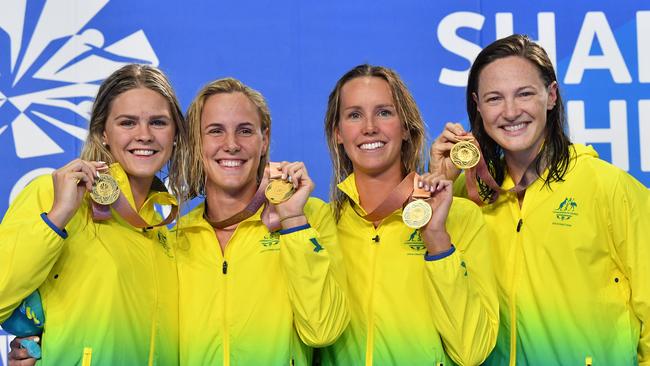 Shayna Jack, Bronte Campbell, Emma McKeon and Cate Campbell won gold in the women's 4 x 100m freestyle relay.