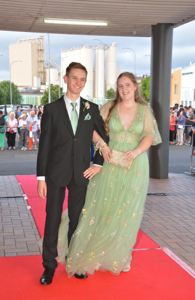 Toowoomba school formals. At the 2023 St Ursula's College formal is graduate Lucy Van Der Poel with her partner. Picture: Rhylea Millar