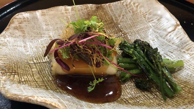 Toothfish, sweet soy sauce, ginger, broccolini at Yuki in Burnside.