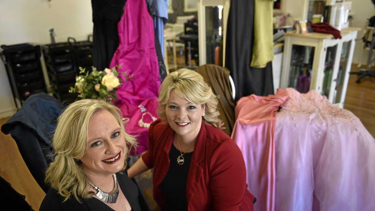 GLAM TEAM: Paula Lucas (left), the owner of Romeo and Juliet Hair Studio, and Gay Hold from Jazzy Lane Hair Studio help students attend their high school formals. Picture: Bev Lacey