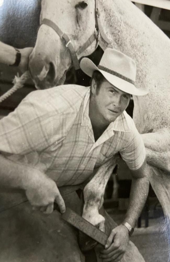 Ian Seibel was born in Warwick and was a champion polocrosse player. This photo is of him shoeing Bronzie.