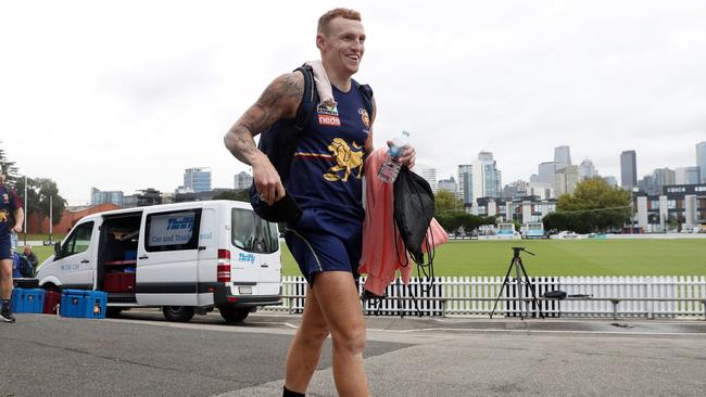 Mitch Robinson at training in Port Melbourne. Picture: Michael Klein