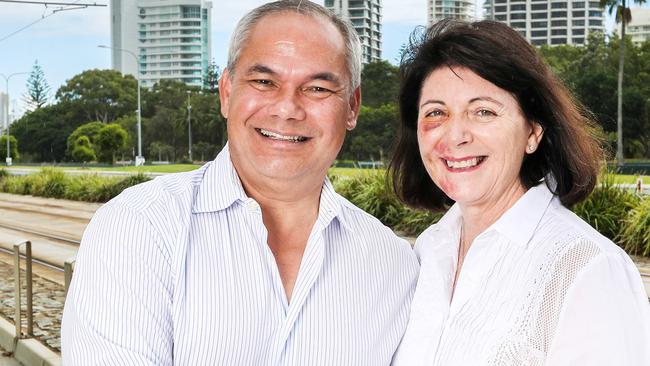 Election.Gold Coast Mayor Tom Tate with wife Ruth who is recovering from a health scare when she had a fall at a polling booth.Picture: NIGEL HALLETT