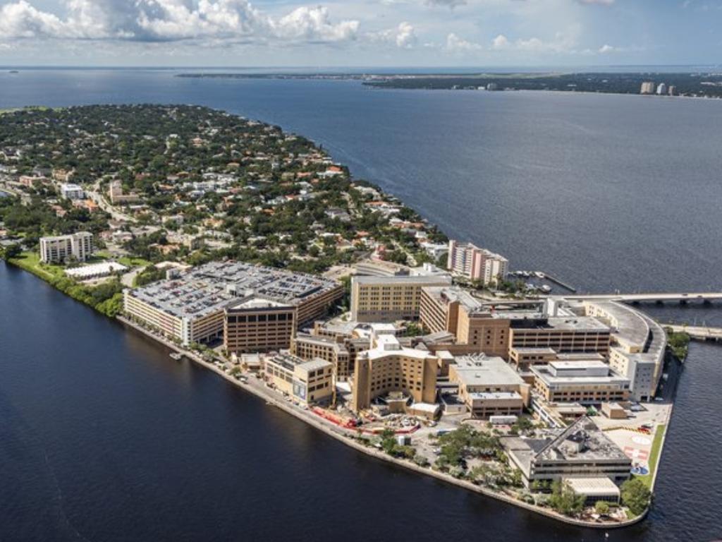 The Tampa Bay area’s only trauma centre is built on an island at sea level. Picture: Twitter