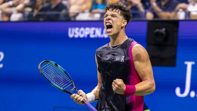 Ben Shelton is one of the many tennis young guns to play sans sleeves. Picture: AFP