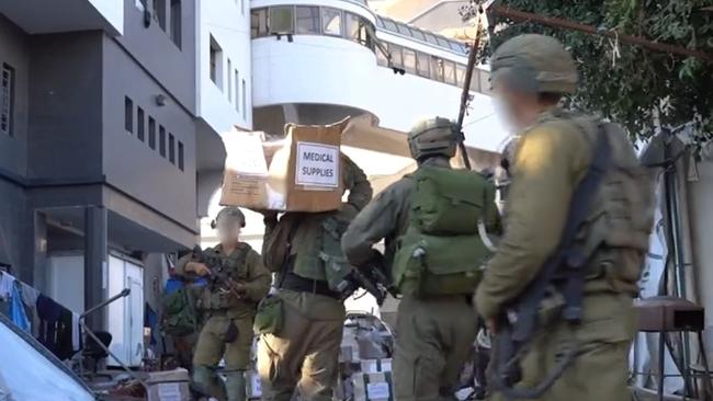 IDF soldiers successfully transferred medical supplies while conducting searches for terrorist infrastructure within the Shifa Hospital in Gaza, the IDF says. Picture: IDF Twitter