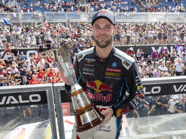 Shane van Gisbergen 2022 Supercars Champion celebrates at the VALO Adleadie 500, event 13 of the Repco Supercars Championship, Adelaide, South Australia, Australia. 4 Dec, 2022. Picture: Mark Horsburgh