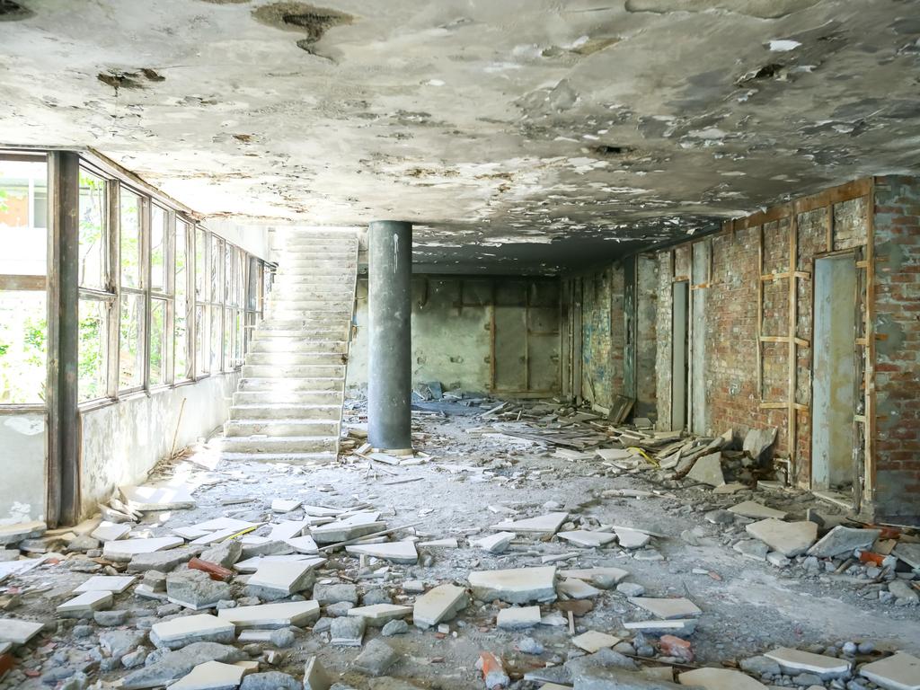 The interior is falling apart, with bricks and rubble covering the once-luxurious grounds. Picture: Alamy