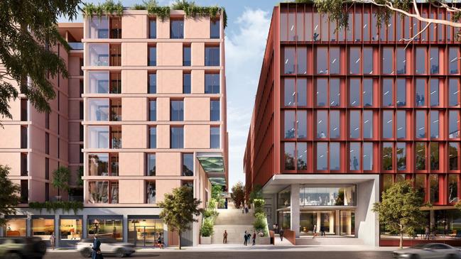 $331m plans have been unveiled for the former Hell Hole Quarry at 14-26 Wattle St, Pyrmont. Picture: BVN