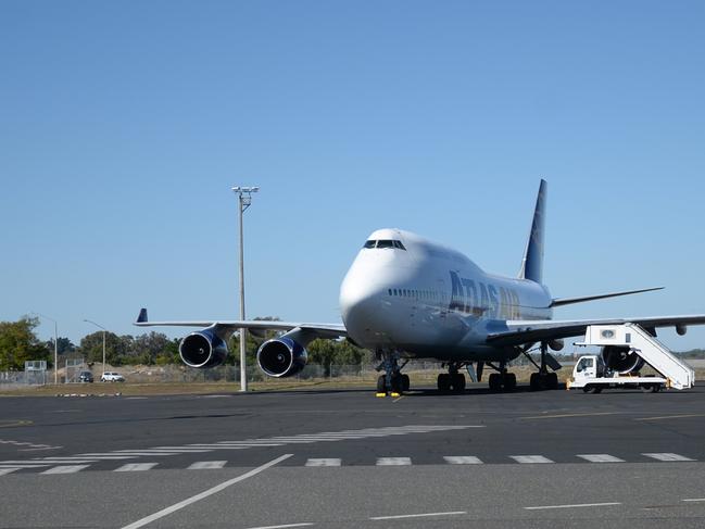 An Atlas Air 747 on the tarmac at Rockhampton airport.