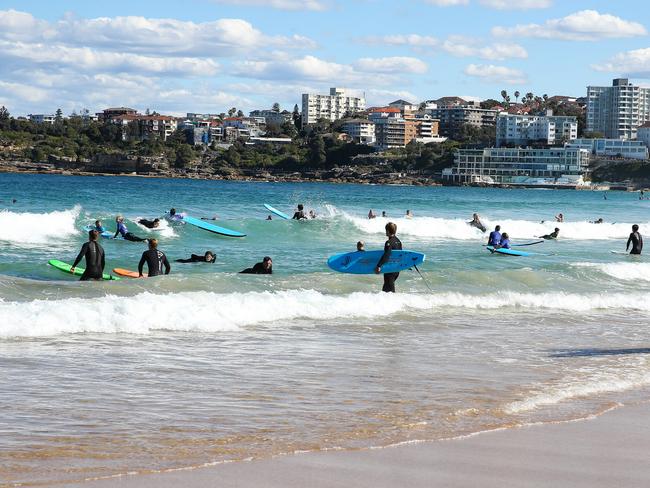 SYDNEY, AUSTRALIA  - AUGUST 20 2023:. A general view of people seen enjoying the sunny winter weather today at Bondi Beach in Sydney. Picture: Newscorp Daily Telegraph / Gaye Gerard