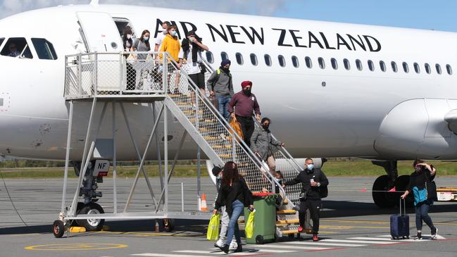 The trans-Tasman bubble started strongly on Monday with full aeroplanes landing at airports throughout Australia. Picture: Glenn Hampson