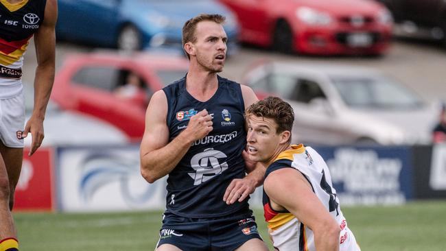 A confused looking Brad Crabb while playing for South in 2019. It’s no surprise the former Panthers captain has been selected for Murray South East. Picture: AAP/Morgan Sette