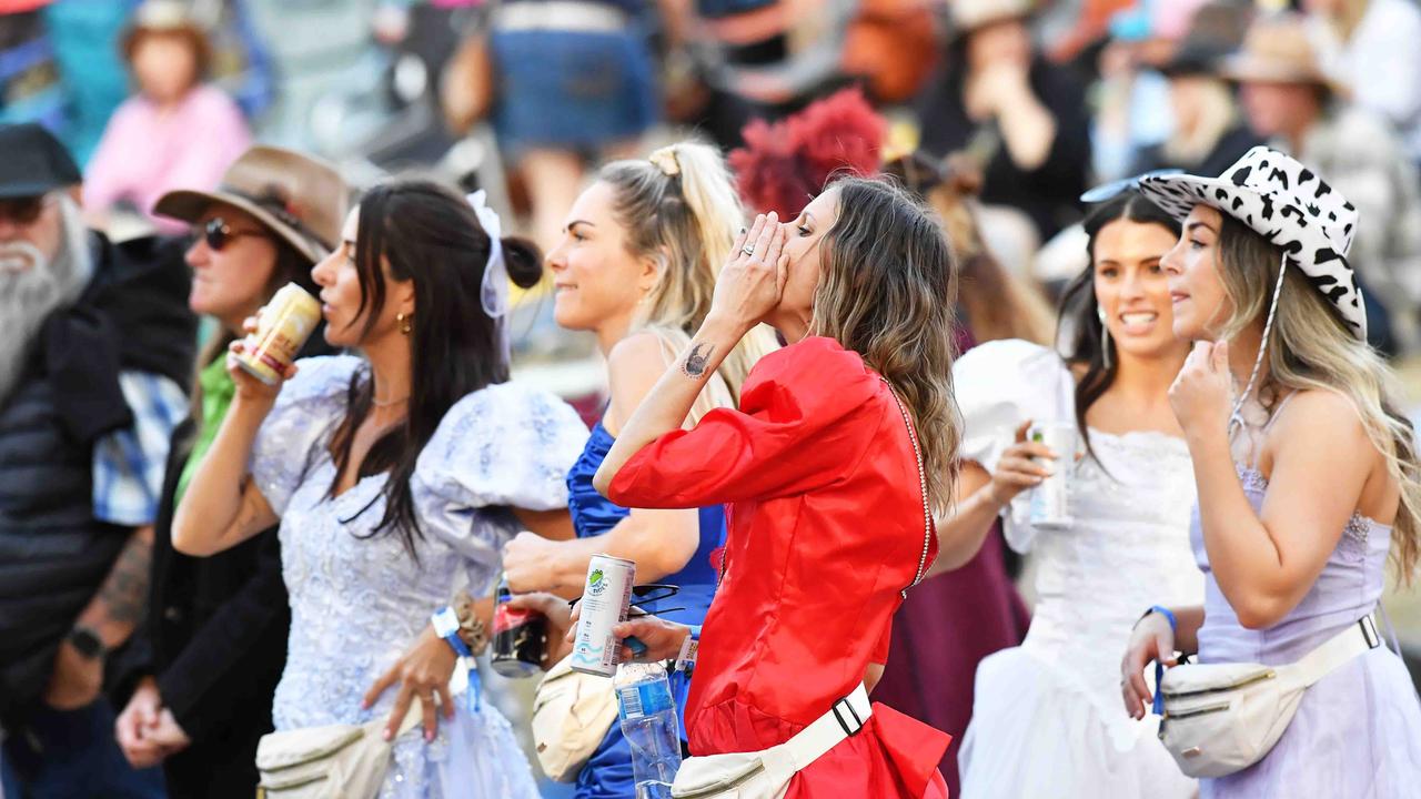 HENS PARTY: For Raquel Neville from Canada and friends on Saturday at Gympie Music Muster. Picture: Patrick Woods.