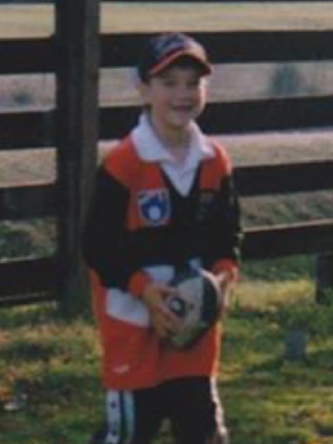 Saints fan Dustin Martin, aged 3, .