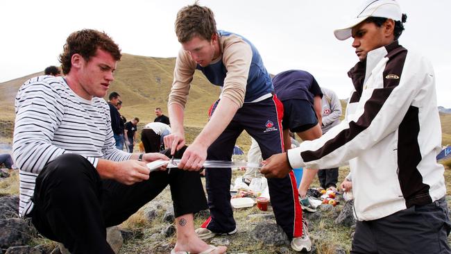 Jarryd Roughead and Xavier Ellis during a trip to New Zealand.