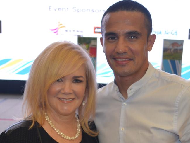 Clare and Socceroos legend Tim Cahill during Vitaman's launch in China.